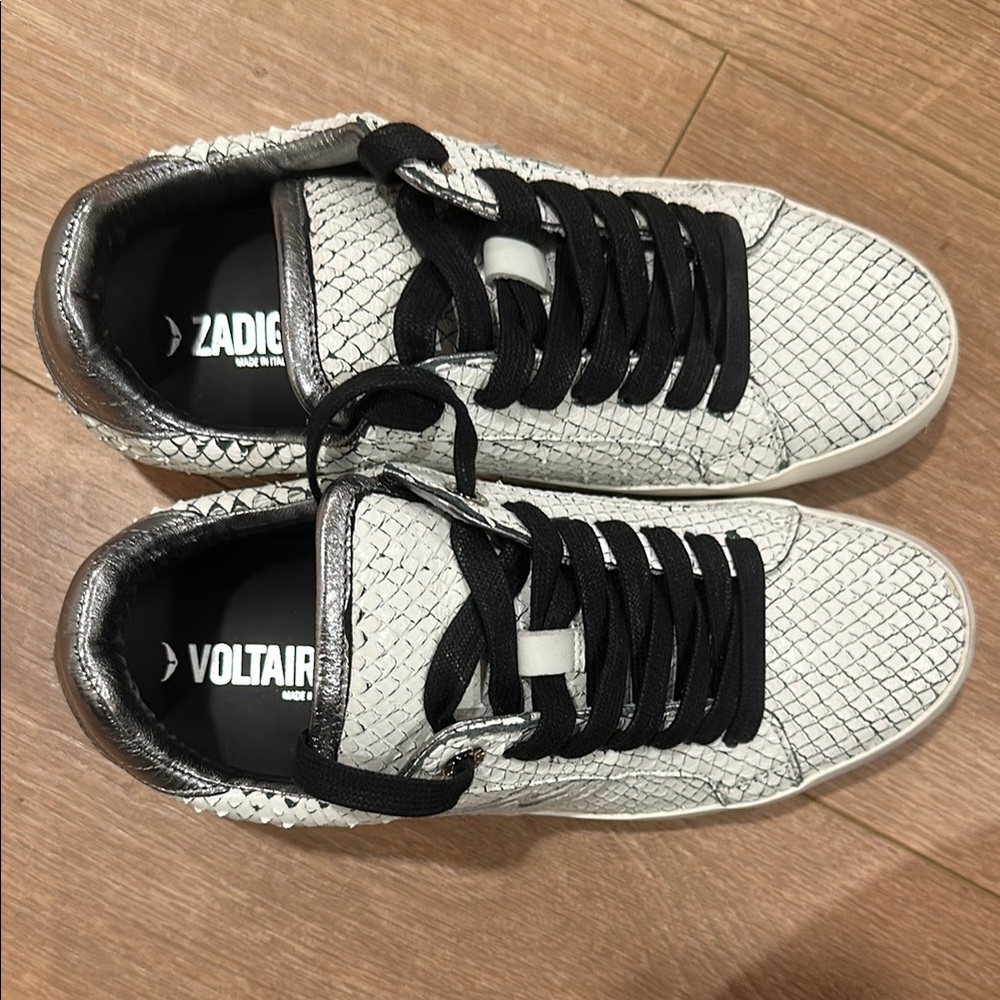 Zadig & Voltaire Black and White Leather Sneakers